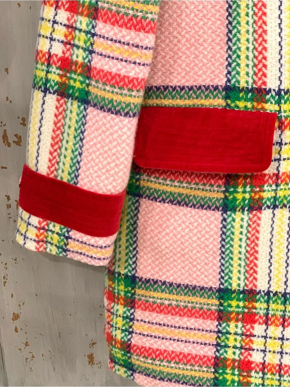 Mini Boden Colorful Plaid Wool Blend Coat Sz 8-9Y